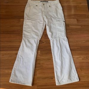 DKNY Jeans, white flared jeans with pockets, size 8